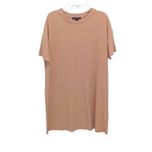 Forever 21 Peach Casual Short Sleeve Crew Neck Dress